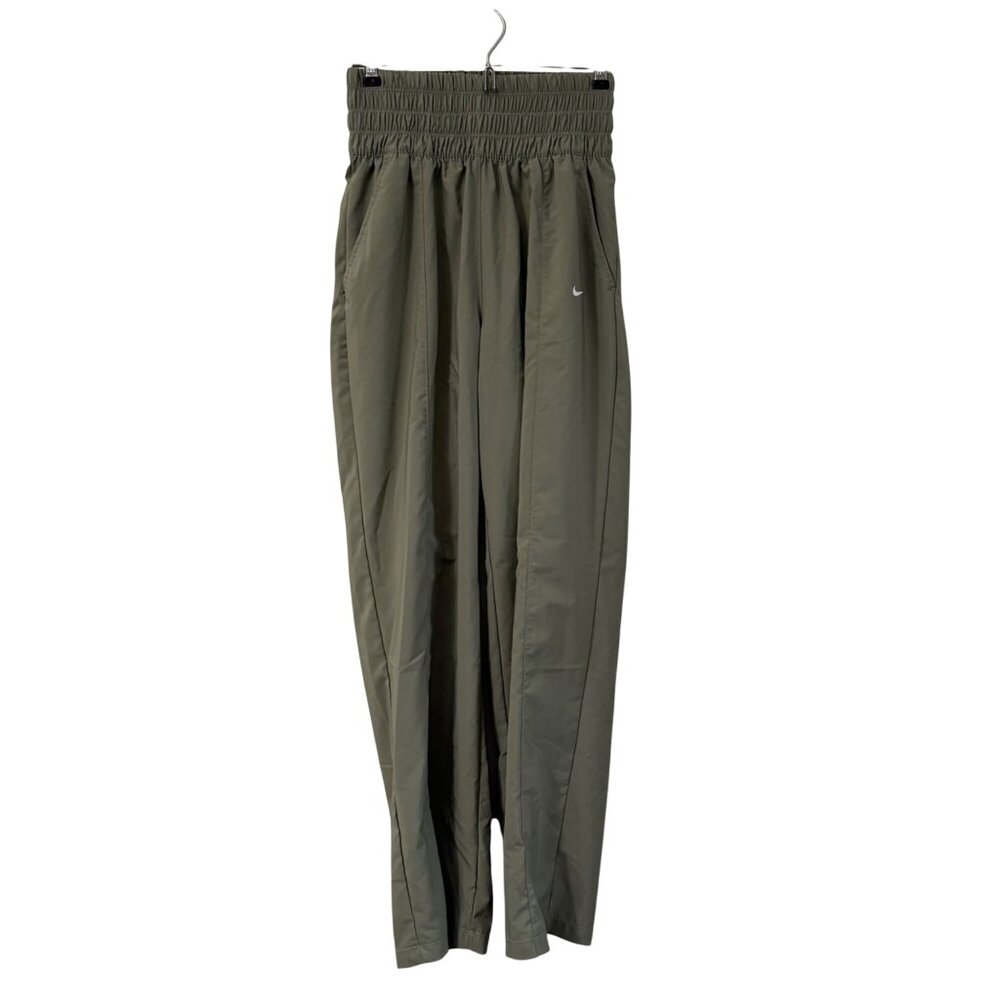 Nike Dri Fit One Ultra High Waisted Sage Green Windbreaker Pants Womens Small
